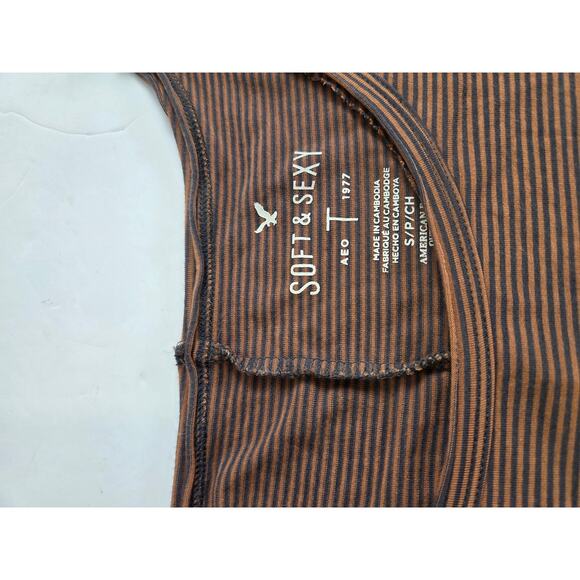 American Eagle Soft and Sexy Set of 4 shirts Striped Pink Purple Tan - Picture 2 of 16